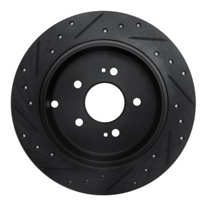 Mitsubishi Endeavor Brake Rotor (1) - Rear Right - R1 Concepts - Drilled & Slotted - Black - `04-`11